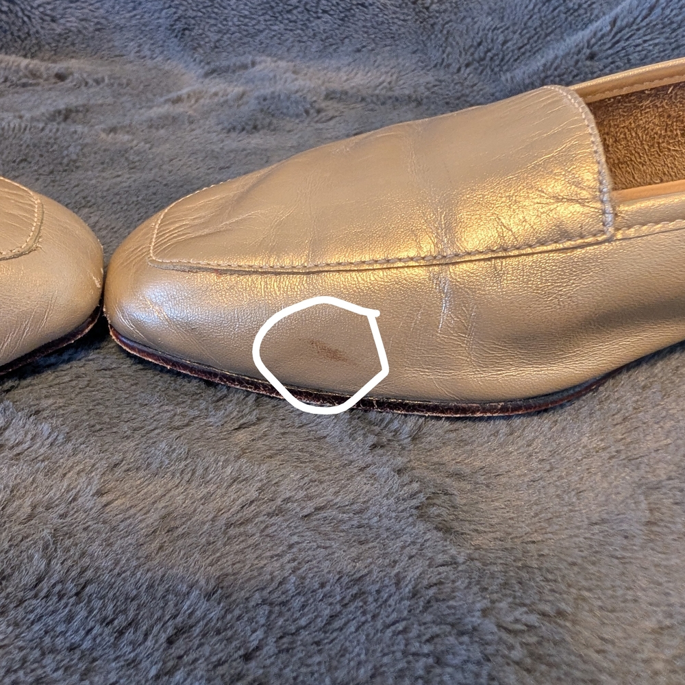 VTG Enzo Angiolini Gold Metallic Liberty Leather Flat Loafers Minimalist 90s - Picture 12 of 12
